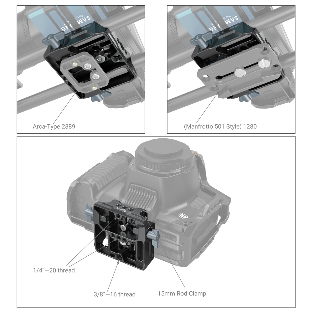 SmallRig 15mmロッドクランプ付き 汎用LWSベースプレート 3357