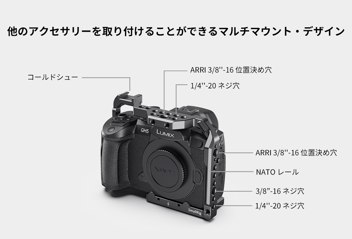 Lumix GH5 v-log、smallrigケージ、予備バッテリー付き-