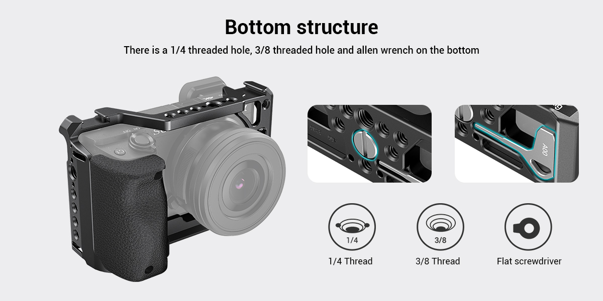 SmallRig Camera Cage with Silicone Handle for Sony A6100/A6300